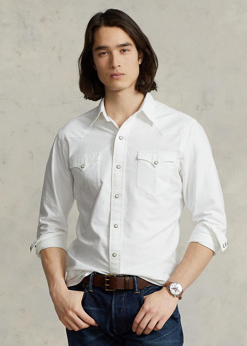 Koszula Polo Ralph Lauren Męska Białe Classic Fit Oxford Western 378695-UKW